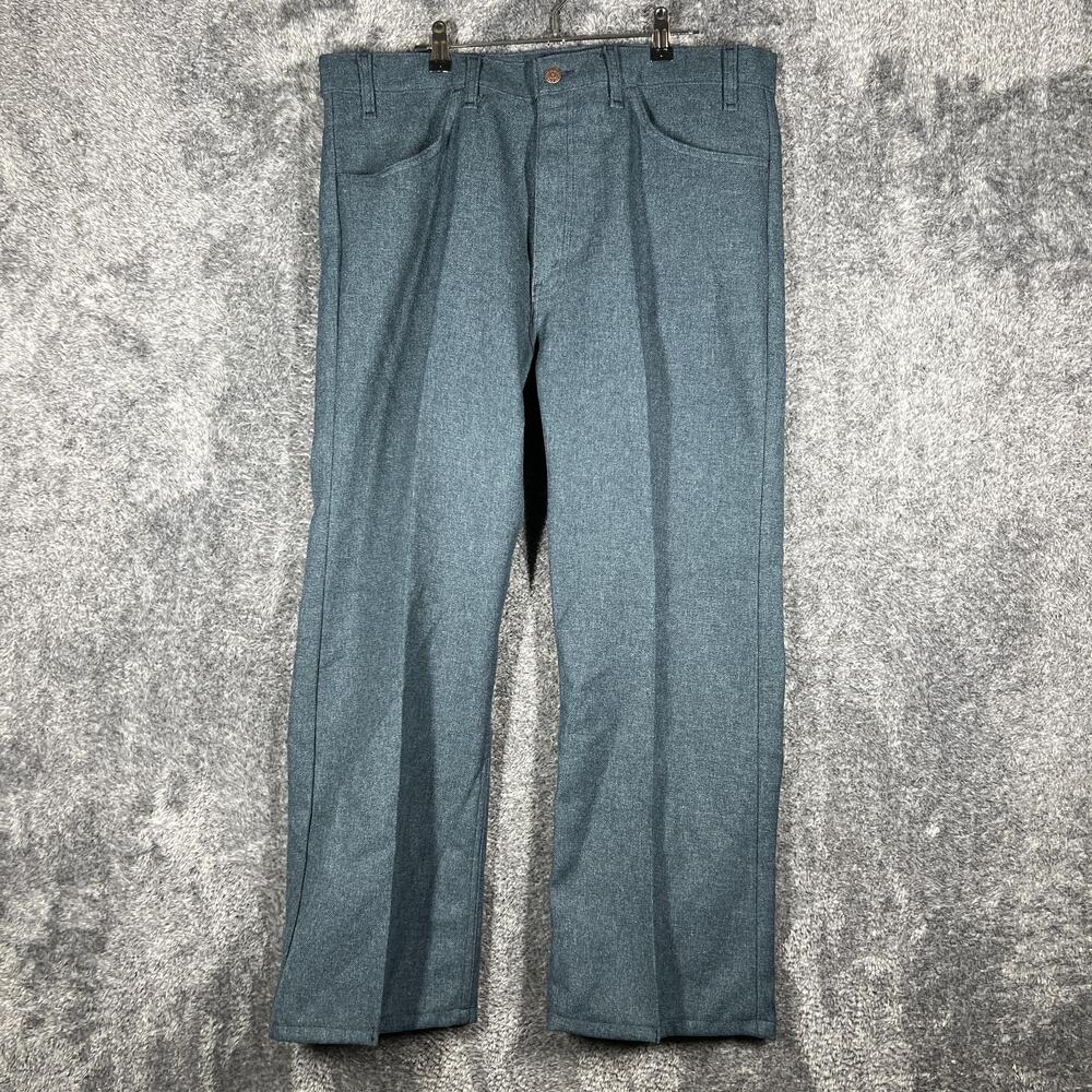 Levi's Pants Mens 38x29 Blue Dress Pants Tweed Polyester Flat Front Straight